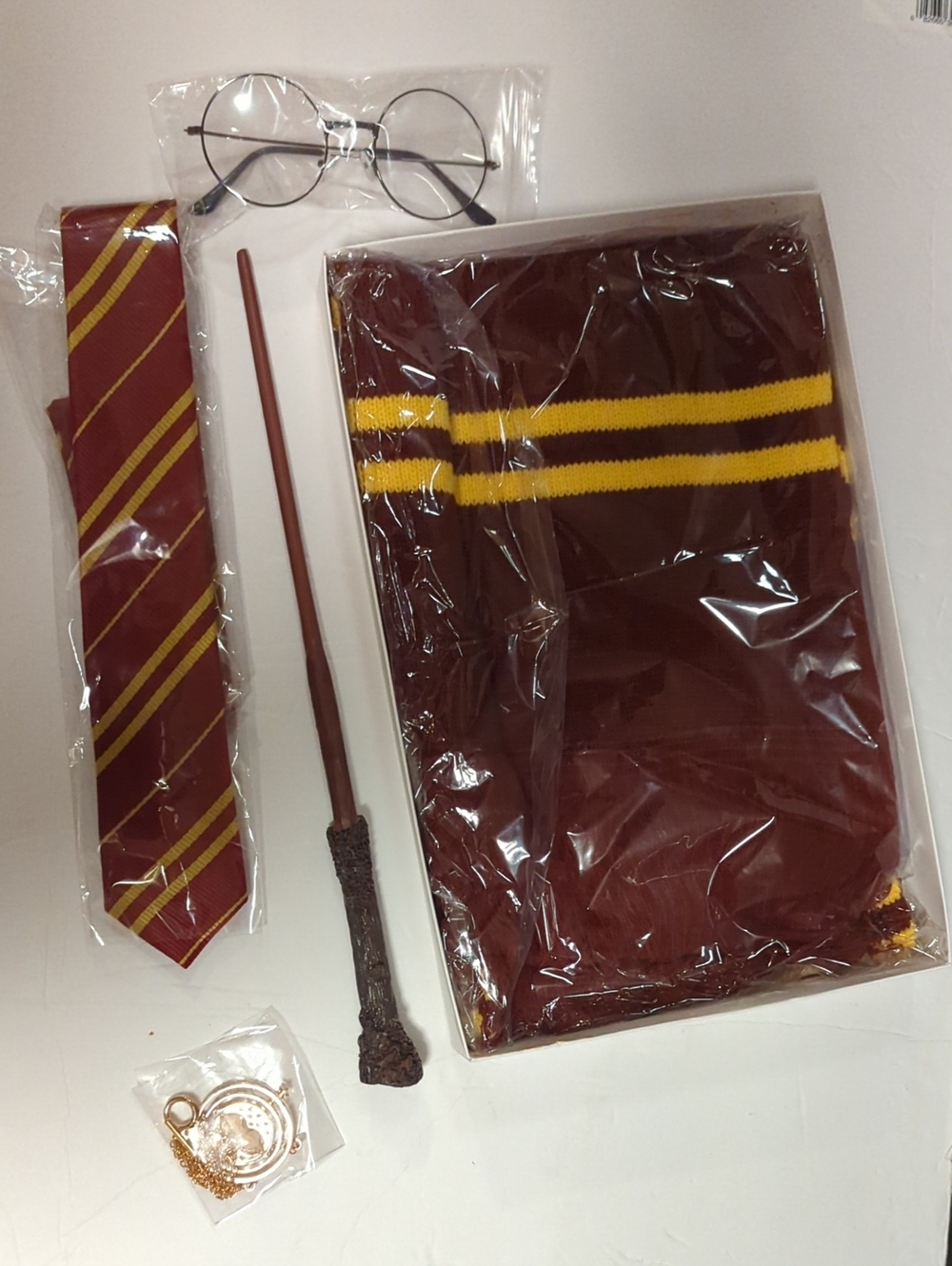 Harry Potter Maroon & Yellow School Scarf and Tie Accessory Set